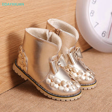 Load image into Gallery viewer, Girls Martin Boots 2018 New Autumn Winter children's snow boots girls princess Sneakers kids small flower keep warm cotton shoes