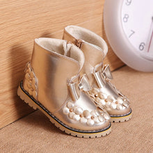 Load image into Gallery viewer, Girls Martin Boots 2018 New Autumn Winter children's snow boots girls princess Sneakers kids small flower keep warm cotton shoes