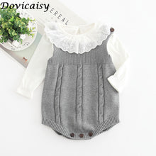 Load image into Gallery viewer, INS Summer Knitted Rompers Newborn In Baby Girls' Rompers&amp;Jumpsuit Vest Top Tee Kids Boys Gray Rompers 0-3 Years Girl Clothing