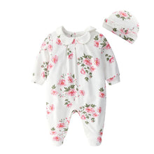 Load image into Gallery viewer, Newborn Baby Girl Clothes Lace Flowers Jumpsuits and Hats, Sets Princess