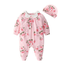 Load image into Gallery viewer, Newborn Baby Girl Clothes Lace Flowers Jumpsuits and Hats, Sets Princess