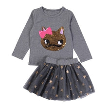 Load image into Gallery viewer, Humor Bear Autumn Kids Baby Girl Clothes Long Sleeve T-shirt+Grid Skirt +bowknot Casual 3PCS suits Student Girls' Clothing Sets