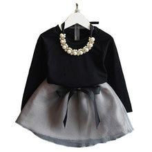 Load image into Gallery viewer, Humor Bear Autumn Kids Baby Girl Clothes Long Sleeve T-shirt+Grid Skirt +bowknot Casual 3PCS suits Student Girls' Clothing Sets