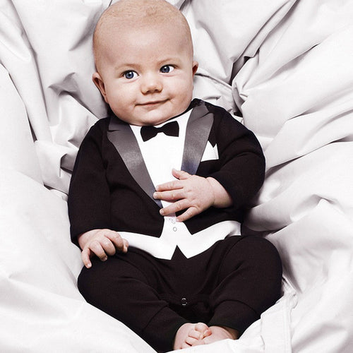 Boys Gentleman Suit Long-sleeve Baby Jumpsuit Newborn