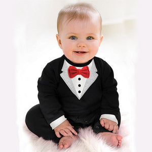 Boys Gentleman Suit Long-sleeve Baby Jumpsuit Newborn