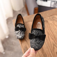 Load image into Gallery viewer, KKABBYII Girls Princess Bow Shoes Fashion Sequins Glitter Leather Kids Flats Children's Loafers Party Wedding Halloween Shoes