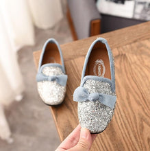 Load image into Gallery viewer, KKABBYII Girls Princess Bow Shoes Fashion Sequins Glitter Leather Kids Flats Children's Loafers Party Wedding Halloween Shoes