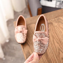 Load image into Gallery viewer, KKABBYII Girls Princess Bow Shoes Fashion Sequins Glitter Leather Kids Flats Children's Loafers Party Wedding Halloween Shoes