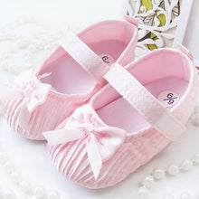 Load image into Gallery viewer, Cute Toddler Baby Kids Girls Bowknot Satin Crib Shoes Princess Shoes First Walkers Size 0-18M