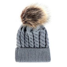 Load image into Gallery viewer, Winter Hats For Kid Knit Beanie Baby Hat Children Fur Pom Pom Hats For Girls Boys Warm Cap