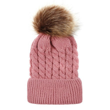 Load image into Gallery viewer, Winter Hats For Kid Knit Beanie Baby Hat Children Fur Pom Pom Hats For Girls Boys Warm Cap