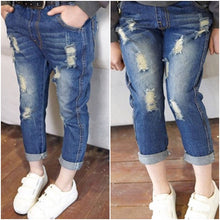 Load image into Gallery viewer, Cotton Baby Girls'Trousers 2019 New Autumn Kong Jeans Girls' Mid-waist Elastic Waist Children's Clothing Korean