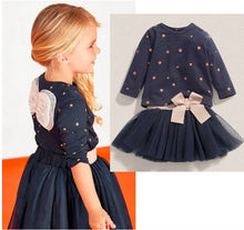 Load image into Gallery viewer, Spring Autumn Girls' Clothing Explosion Cute and Comfortable Round Neck Long Sleeve T-Shirt Top + Mesh Puff Princess Short Skirt