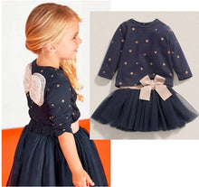Load image into Gallery viewer, Spring Autumn Girls' Clothing Explosion Cute and Comfortable Round Neck Long Sleeve T-Shirt Top + Mesh Puff Princess Short Skirt