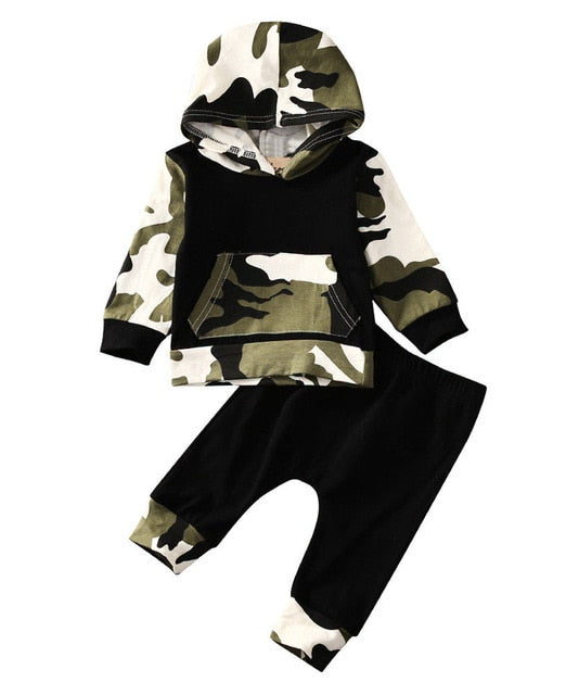 Baby Boy Hooded Tops Pants 2Pcs Outfits 0-3Y